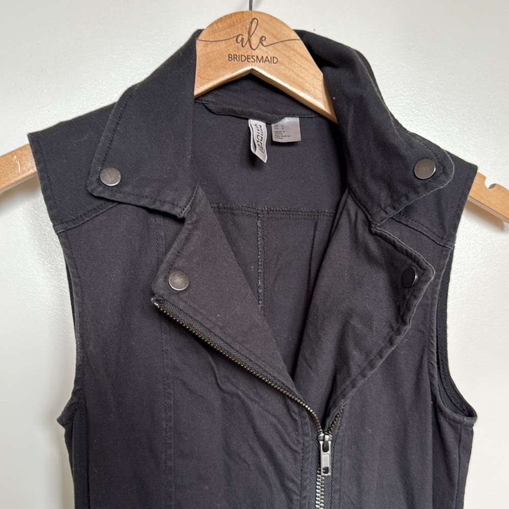 Divided black jean Sleeveless Zip-Up mini dress